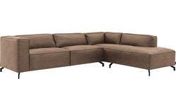 Goossens hoekbank calvin bruin micro leer - 8190321-627-01-gespiegeld