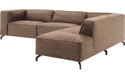 Goossens hoekbank calvin bruin micro leer - 8190321-627-01-gespiegeld