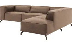 Goossens hoekbank calvin bruin micro leer - 8190321-627-01-gespiegeld