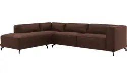 Goossens hoekbank calvin bruin micro leer - 8190321-631-01