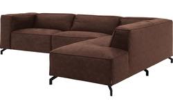 Goossens hoekbank calvin bruin micro leer - 8190321-631-01-gespiegeld