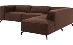Goossens hoekbank calvin bruin micro leer - 8190321-631-01-gespiegeld