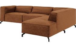Goossens hoekbank calvin bruin micro leer - 8190321-633-01-gespiegeld