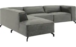 Goossens hoekbank calvin grijs micro leer - 8190321-636-01