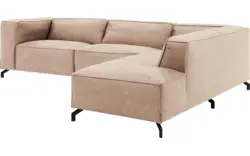 Goossens hoekbank calvin beige micro leer - 8190321-637-01-gespiegeld