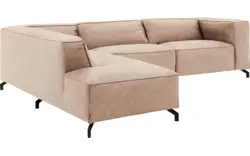 Goossens hoekbank calvin beige micro leer - 8190321-637-01