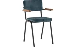 Goossens eetkamerstoel chaplin blauw stof - 8191697-02