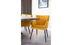 Goossens eetkamerstoel rob geel stof - 8160700-01