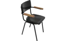 Goossens eetkamerstoel chaplin zwart leer - 8210696-01
