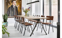 Goossens eetkamerstoel chaplin bruin leer - 8150555-01