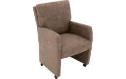 Goossens eetkamerstoel leen bruin microvezel - 8215359-02