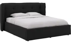 Goossens gestoffeerd bedframe canon zwart stof - 8231854-goossens-canon-bedframe-stof-01