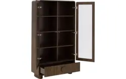 Goossens basic vitrinekast melani bruin eiken - 8243327-goossens-basic-melani-vitrinekast-eiken-01