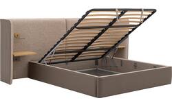 Goossens gestoffeerd bedframe burano storage bruin kunstleer - 8252935-goossens-burano-storage-bedframe-kunstleer-01