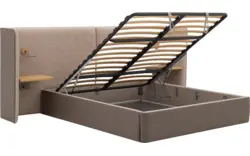 Goossens gestoffeerd bedframe burano storage bruin kunstleer - 8252935-goossens-burano-storage-bedframe-kunstleer-01