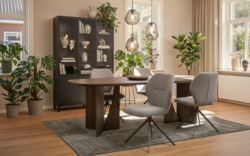 Goossens hanglamp lava zwart metaal - 8252936-goossens-slim-eettafel-eiken-bruin-01