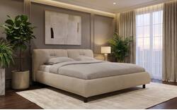 Goossens gestoffeerd bedframe taranto beige stof - 8252944-goossens-taranto-bedframe-stof-01