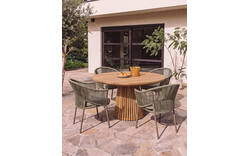 Goossens tuinstoel ravello groen buitenstof - 8260637-goossens-idro-tuintafels-teak-01